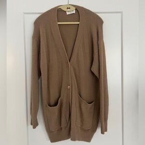 Aritzia Long Fleece Cardigan, Brown, XS